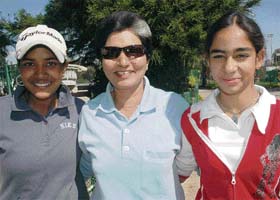 Winners all: (from left) Mani Chander, Binny Bath and Jaipreet Ghuman at the 15th Chandigarh Ladies Amateur Golf Championship in Chandigarh