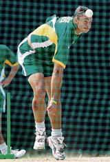 South Africas Andre Nel during a practice session in St. Kitts on Wednesday