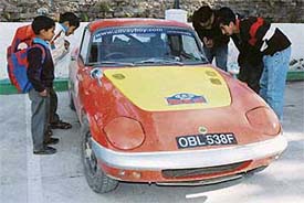 Curious children have a close look at vintage car Volvo B-18 (1965 model ) in Shimla on Friday after its arrival from Dharamsala as part of the Himalayan Classic Car Rally-2007. About 15 classic cars from London are taking part in the rally. 
