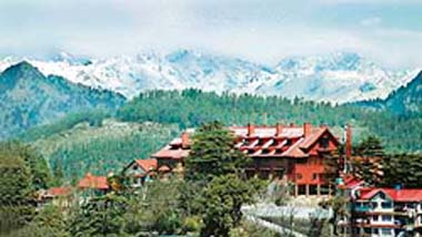 A view of the snow-covered Shikari ranges of Mandi district as seen from Shimla 