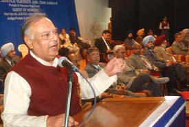 Chief Justice Punjab & Haryana High Court Vijender Jain addresses a seminar on " Eradication of Female Foeticide" at Nawanshahr on Sunday