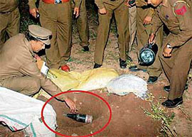 The live shell kept in a pit for disposal 