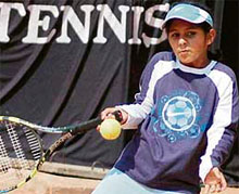 Sabreena Gill in action at the YMCA Total Tennis Championship in Chandigarh 