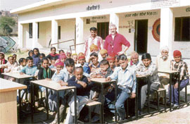 German engineer W.O. Garathwho, who has donated benches to Government Elementary School, Tanda Karor, Mohali.