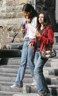 These college girls enjoy ice cream at the Ridge in Shimla on a sunny Monday.