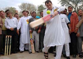 National Conference (NC) leader Omar Abdullah plays cricket in Jammu