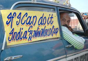 A cricket enthusiast Sunith K Chakarborty of Kolkata drove his old fiat in reverse gear for reaching at Amritsar from Kolkata.