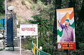 This poster displayed on a tree just in front of the secretariat in Shimla violates the guidelines issued by the Himachal Pradesh High Court.