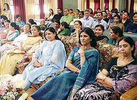 Asha Hooda (third from right), wife of Haryana Chief Minister B.S. Hooda, during the annual alumni meet of the Government College for Girls, Sector 11, Chandigarh