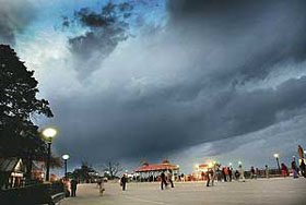 A scene at the Ridge in Shimla after light showers on Thursday.