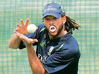 Australias Andrew Symonds catches the ball during a training session in St Kitts on Thursday. 