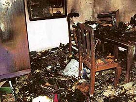 Goods destroyed in a fire at a house in Sector 15, Panchkula