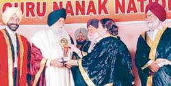 Cooperative minister Capt Kawaljit Singh being honoured at the annual function of GNN College, Doraha,