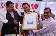 Devender Rana, MLC, being honoured by members of the Jammu Press Club on Sunday