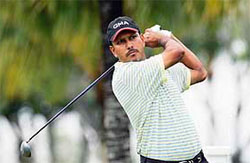 Jeev Milkha Singh in action during the World Golf Championship at the Doral Golf Resort and Spa in Miami.