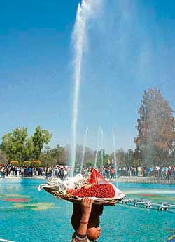 A small boy carries a ‘load of life’ on his tender shoulders at the Rose Garden in Sector 16, Chandigarh.