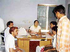 Additional civil judge (senior division) Ritu Y.K. Behl is all ears during a rural lok adalat organised at Bighar village in Fatehabad on Tuesday