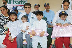 Pakistani children, who were operated upon for heart ailments at Fortis Hospital, in Mohali on Thursday.