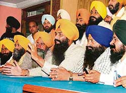 Sikh Students’ Federation president Gurcharan Singh Grewal addressing a press conference in Ludhiana