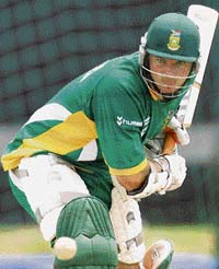 South Africas captain Graeme Smith trains during a practice session in Georgetown. 
