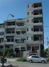 A six-storey building, constructed in violation of bylaws in Kabir Park, opposite Guru Nanak Dev University on Amritsar-Wagah road .Photo by Rajiv Sharma 