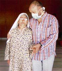 Mehraj Deen and his mother in Chandigarh
