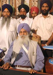 Ajmer Singh Lakhowal, chairman, Punjab Mandi Board, talks to media persons in Jalandhar on Wednesday.