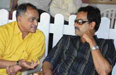 Selection Committee chairman Dilip Vengsarkar (right) with BCCI secretary Niranjan Shah during the Mumbai- Saurashtra Twenty20 match in Mumbai