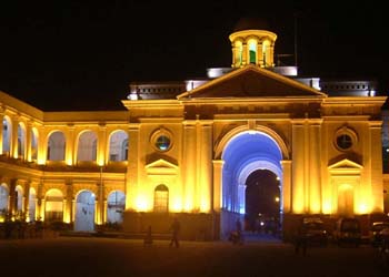 A night view of the municipal corporation office in Amritsar.