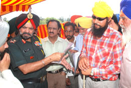 Major-Gen RS Sujlana interacts with the ex-servicemen in Jalandhar on Friday.