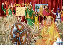 Students of the Love Dale Club practise for the Baisakhi function during the spring camp in Ludhiana