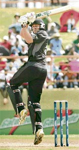 New Zealands Peter Fulton plays a shot during a World Cup Super Eight match against Ireland at the Guyana National Stadium in Georgetown.