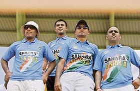 Indian cricket fans watch the Super Eight match between South Africa and Bangladesh at Guyana National Stadium in Georgetown