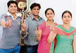 The students of the GGNIMT who excelled in MCA (semester I) examination, conducted by the PTU in Ludhiana