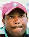 West Indies captain Brian Lara addresses a press conference in St Georges on Tuesday. 