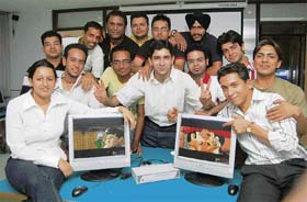 Students of teams Byteus and Animact with their works showcased at their institute in Chandigarh