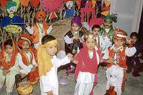 Students of Shishu Niketan Public School, Sector 43, Chandigarh, at the Baisakhi celebrations