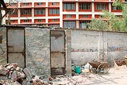 The public urinals under construction outside the Khalsa College for Women, Ludhiana.