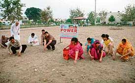 Residents of Sector 38 (West) clean the park near the market in Chandigarh.