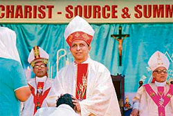Bishop Anil Jose Thomas Couto after his installation at St Marys Cathedral Church in Jalandhar Cantonment.