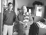 Hisar-based Gautam Dhar with Ruskin Bond in Mussoorie.