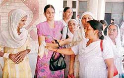 Widows of terrorists attacks relate their tale of woes at a sangat darshan programme held at the Bachat Bhawan in Ludhiana