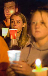 Students participate in a candlelight vigil on Drill Field at Virginia Tech on Tuesday to mourn those killed in the deadliest shooting rampage in America's history.