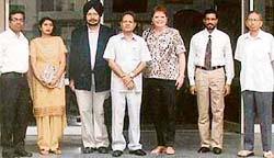Diana Du Chemin from Humber College, Canada, and others with the principal and staff of BCM School, Chandigarh Road, in Ludhiana