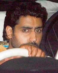 Bollywood star Abhishek Bachchan leaves Prateeksha  one of the official residences of his father Amitabh Bachchan  after the sangeet ceremony of his marriage in Mumbai on Thursday morning. 