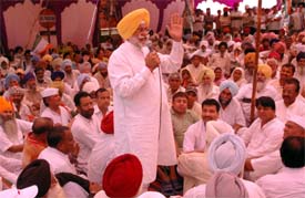 WE WONT TAKE IT LYING DOWN: Congress MP Rana Gurjit Singh protests registration of false cases against party men.