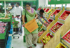 These stores offer a variety of exotic vegetables and imported fruits. 