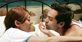 Abhay Deol with co-star in Honeymoon Travels Pvt Ltd