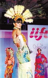 Models display creations by students of International Institute of Fashion Technology, New Delhi, on Monday.