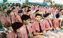 Students of Ryan International attend a workshop on career counselling in Ludhiana.